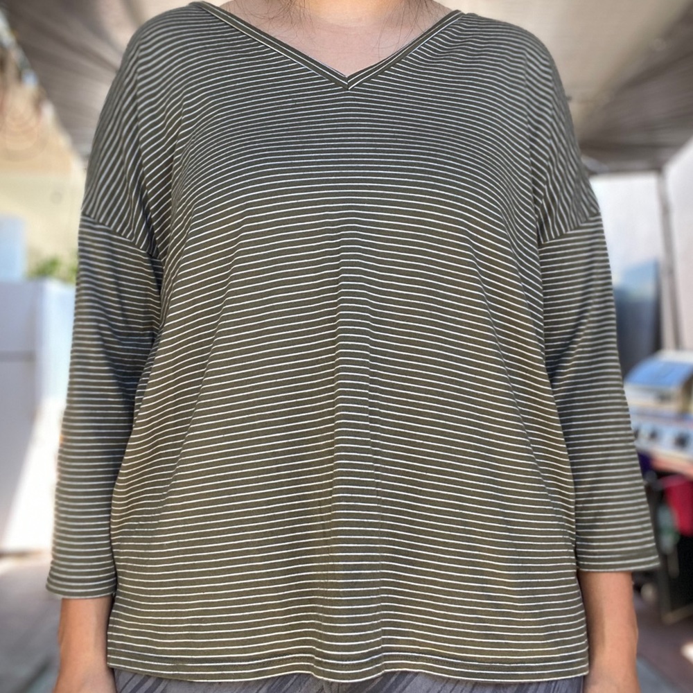 Green & White striped shirt